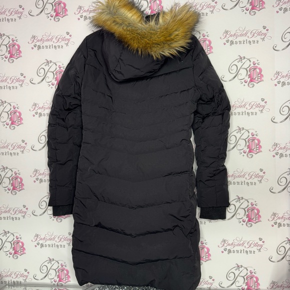 LOLE coat jacket parka feather duck down puffer long style past bum fur hood - Picture 2 of 15